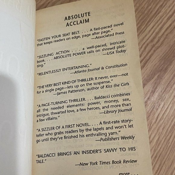 Absolute Power by David Baldacci Paperback Novel - Picture 4 of 7